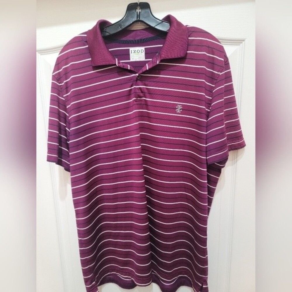 Izod Golf Stripe Short Sleeve Shirt Size L